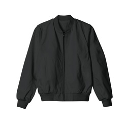 blank jacket bomber black color in front view for mockup template on white background isolated
