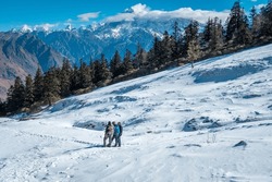 View from the Kuari pass trek in Uttarakhand state of India