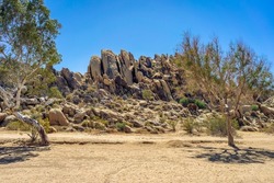 A hill of large rock formation at Horsemen's Center Park in the Mojave Desert Town of Apple Valley, CA.