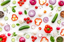 colorful vegetables pattern for cooking design on white background top view