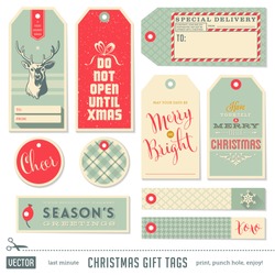 collection of cute ready-to-use christmas gift tags
