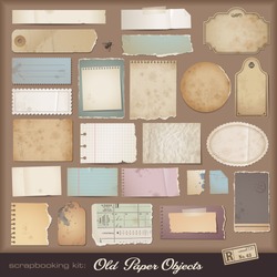 digital scrapbooking kit: old paper - different aged paper objects for your layouts