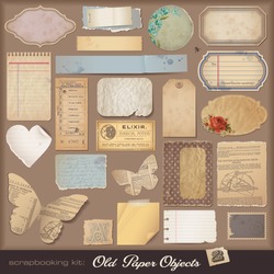 Old Paper Objects (2) - variety of scraps for your layouts or scrapbooking projects