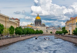 St. Isaac's Cathedral and Moyka river, Saint Petersburg, Russia