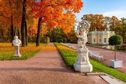 Sculptures in Catherine park in autumn, Tsarskoe Selo (Pushkin), Saint Petersburg, Russia