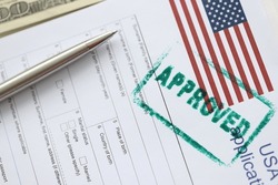 USA visa approved rubber stamp and application form