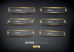 Buttons set web steel on background color black 