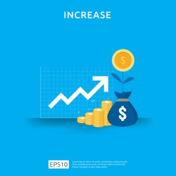 income salary rate increase. business chart graphic growth margin revenue. Finance performance of return on investment ROI concept with arrow element. flat style design vector illustration