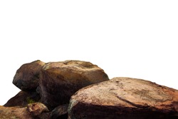 The trees.Rocks and Stone on the Mountain .Isolated on White background