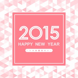 happy new year 2015 in square with triangle pattern on pink background (vector) 