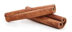 Cinnamon sticks isolated on white background. Cinnamon packaging