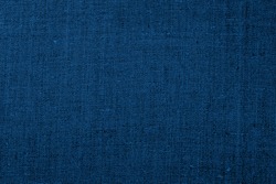 Linen  cloth blue texture background. Wrinkled Linen blue fabric. Classic blue colour trend of 2020 year.