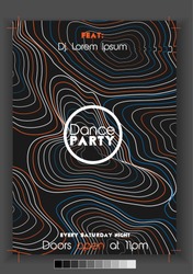 Abstract Party with Topographic Lines Poster Template  - Vector Illustration