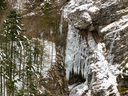 frozen waterfall in the winter