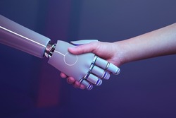 Robot handshake human background, robot, digital age, human, ai, digital, technology, automation adopt, robot handshake