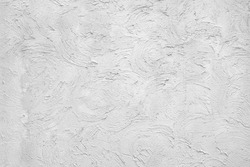 White Plastered Wall  Fragment With Brushstrokes Handmade Abstract Pattern Background Texture
