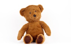 toy brown bear on white background