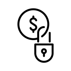 Lock money icon. Line vector. Isolate on white background.