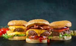Burgers on a dark background