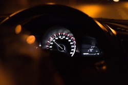 80 km / h light with car distance with black background, speed number, driving at night