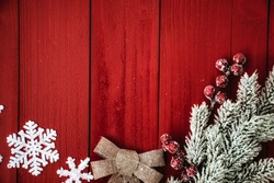 holiday decoration on a red wooden background