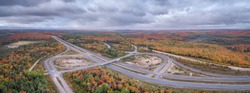 Aerial Autumn Trans-Canada Highway 11 - Northern Ontario Canada