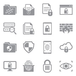 Confidential Information Icons. Gray Flat Design. Vector Illustration.