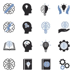 Brainstorming Icons. Two Tone Flat Design. Vector Illustration.