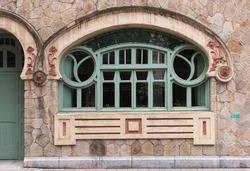 Art nouveau window in the old town of Bilbao, Spain