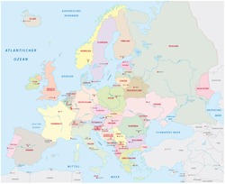 Europe map in German language