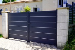 modern grey gate aluminum portal to home access