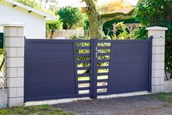 Aluminum modern style home grey gate portal of suburb door house