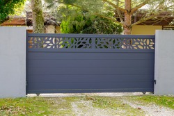 Aluminum gate sliding modern design grey portal of suburb garden door slide house