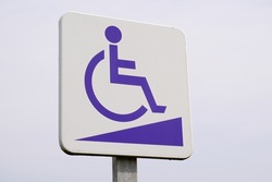 disabled accessible entry sign post with wheelchair handicap logo pmr means  people someone with reduced mobility access pictogram 