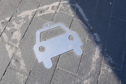 Taxi car shaped aluminum plate floor street road panel sign text 