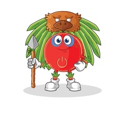 the power button tribal man mascot. cartoon vector