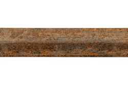 Rusty steel beam from metal stock isolated on white background.	