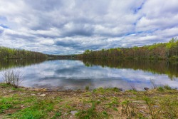 Long range view at Hopewell Lake in Pennsylvania