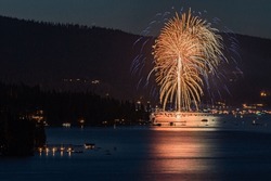 Fourth of July fireworks over Lake Tahoe