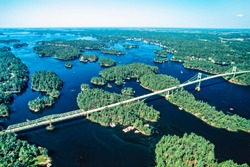 Aerial image of Thousand Islands, Ontario, Canada