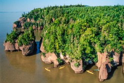 Aerial of Hopewell Rocks, New Brunswick, Canada