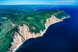 Aerial image of the Cabot Trail, Cape Breton Island, Nova Scotia, Canada