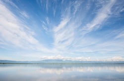 Kwan Phayao,Phayao lake, locate at  Phayao province, Northern Thailand, This image is shot with CPL filter, Photo shot with wide angle lens.
