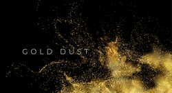 Gold sequins glitter dust isolated on black background. Vector illustration EPS10