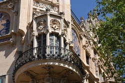 Detail of richly decorated Art Nouveau architecture in Palma de Mallorca