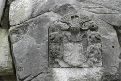 Heraldic coat of arms on the Externsteine in the Teutoburg Forest