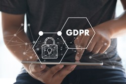 GDPR. Data Protection Regulation IT technologist Data Security system Shield Protection