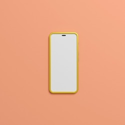 An smartphone with blank screen on pink background. 3d illustration