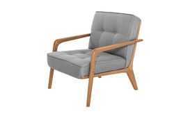 Grey armchair. Modern designer chair on white background. Texture chair.