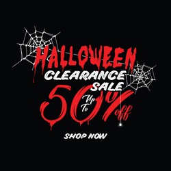 Halloween Clearance Sale Vol.1 50 percent heading design for banner or poster. Sale and Discounts Concept.